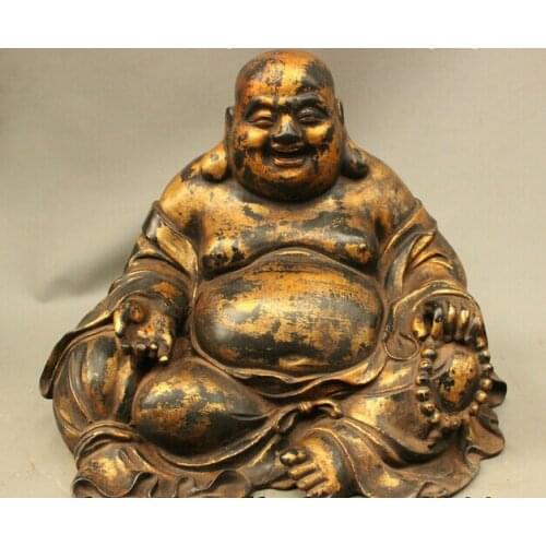Wholesale factory 22 Chinese Purple Bronze Buddhism Seat Happy Maitreya Buddha Statue Money Bag AE1024 AB1025