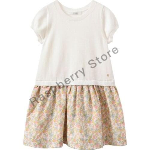 Girls Dual-Fabric Dress Milk White BP Style Floral Dress Liberty