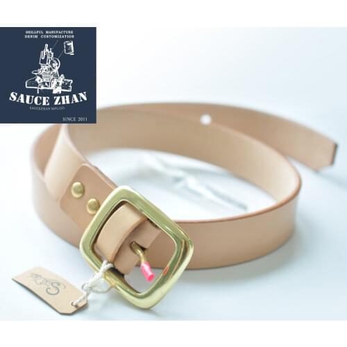 SauceZhan Brass Buckle Belt Genuine Leather Belt Mens Belts Luxury Waist Belts Belts for Jeans Italian Full-grain Leather