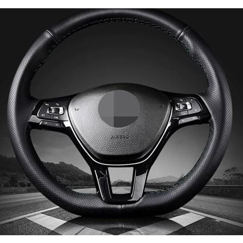 DIY Black Faux Leather Breathable Car Steering Wheel Cover For Volkswagen VW Golf 7 Mk7 New Polo Jetta Passat B8
