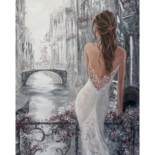 SDOYUNO Frame Paint By Number kits Girl Oil Picture By Number HandPainted Diy Canvas Painting Wall Pictures For Living Room