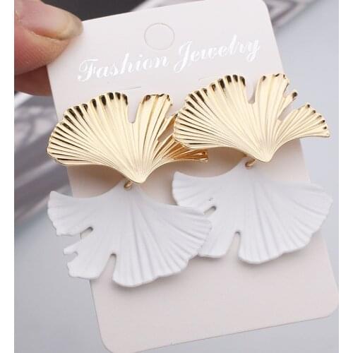New Fashion Bohemian Drop Earrings Unique Ginkgo biloba Leaf Metal Earrings For Women Jewelry Gift oorbellen pendientes