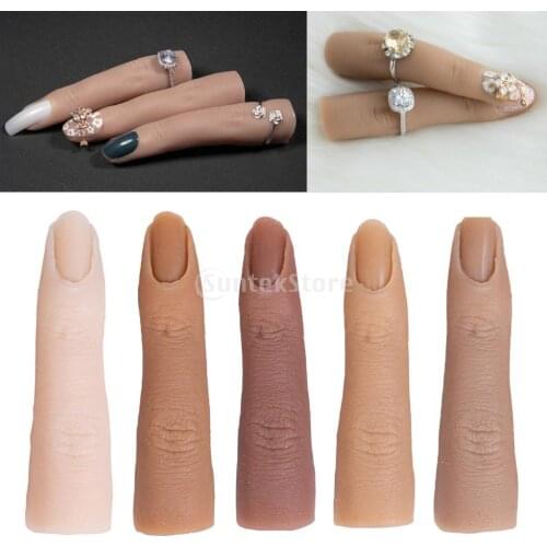 Silicone Fake Hand Nail Practice Training Hand Natural Nail Tips Manicure Tool Nail Practice Model Display Finger Bendable