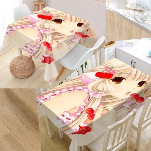 Chobits Anime Girl Tablecloth 3D Print Oxford Fabric Square/Rectangular Dust-proof Table Cover Party Home Decor TV Cover 0619