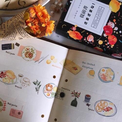 Breakfast Washi Tapes Bullet Journal Masking Tape Adhesive Tape DIY Scrapbooking Washi Stickers