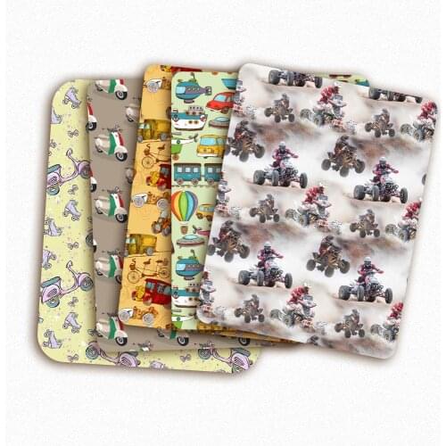 Polyester Cotton Fabric By The Yard Cartoon Locomotive Printed Cloth for Sewing Child Clothes Dress Making DIY Crafts45*145cm/pc