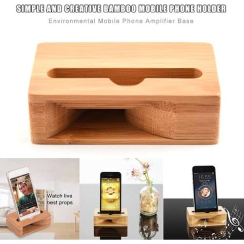 Phone Sound Amplifier Universal Bamboo Mobile Holder Stand Cellphone Loudspeaker
