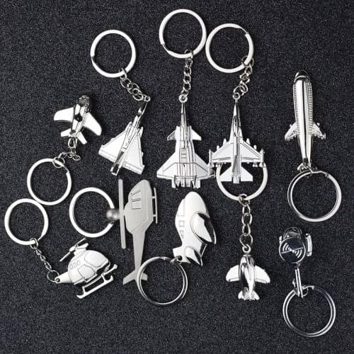 High quality helicopter airliner combat aircraft airplane key chain female bag pendant keychains jewelry male car key chain