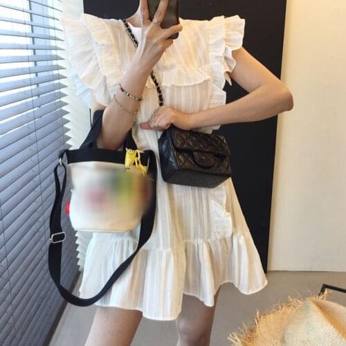 Pullover White Dress For Women O Neck Sleeveless Patchwork Ruched Solid Mini Dresses Female 2021 Fashion Clothing Summer X164