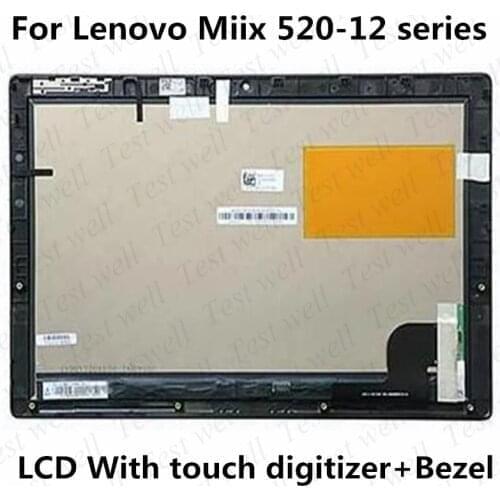 With Frame lcd display For Lenovo Miix 520-12Ikb miix 520-12 series 12.2" Touchscreen Lcd 2 In 1 Notebook lcd screen assembly