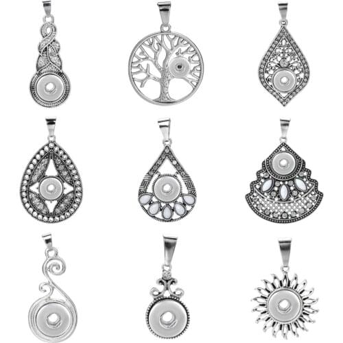 10pcs/lot 12MM Snap Jewelry DIY Charms Snap Button Pendant Necklace Metal Crystal Snap Buttons Pendant Fashion Accessories