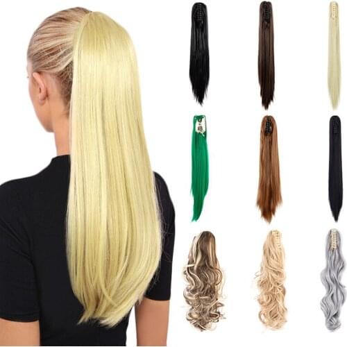 22" Straight Synthetic Claw Clip In Long Ponytail Extension Straight Hair for Women 170g with A Jaw/Claw Clip