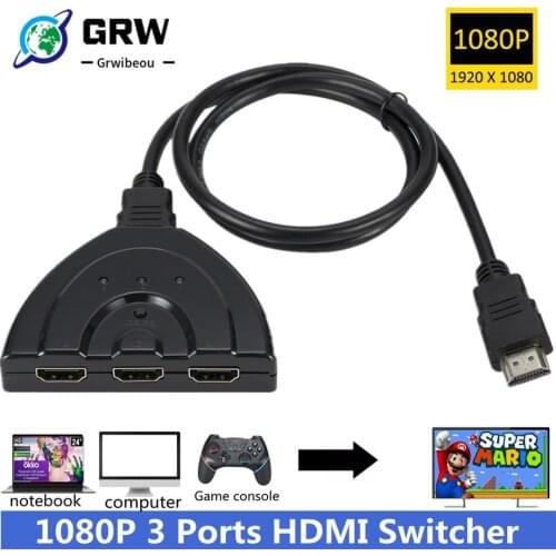 3 Ports HDMI Switcher Adapter Cable 1080P HDMI Splitter HUB HDMI Switcher 3 in 1 out Ports Switch Hub for HDTV PC