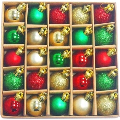 30MM Christmas Tree Decoration Ball Miniature Christmas Tree Ornaments Flash Ball 25 Pcs/Box