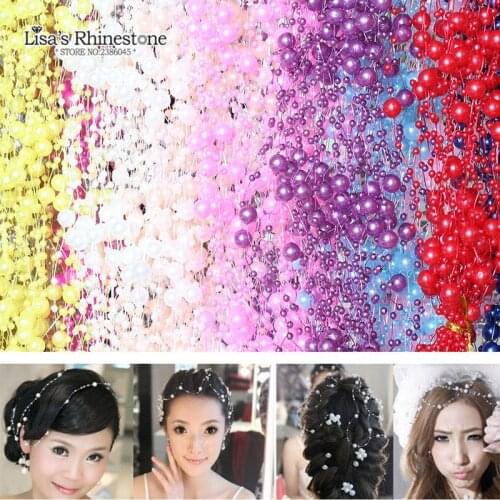 5m 4pcs/lot 17Colors Fishing Line Artificial Pearls Beads Chain Garland Flowers For DIY Wedding Party Decoration Products