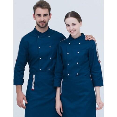 6 Colors M-4XL New Arrival High Quality Chef Uniform Long-sleeved Double Breasted Kitchen Bakery Restaurant Workwear Chef Jacket