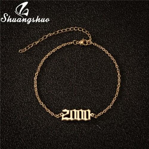 Gold Stainless Steel Birth Year Anklet Womens Fashion Custom Number Ankle Leg Bracelet Jewelry Best Friend Gifts