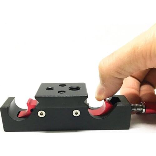 Rapid Assemble 15mm Rod Rig Clamp Adapter Quick Lock Bracket PTZ 15mm Tube Chuck Quick Release with 1/4 and 3/8 Mount