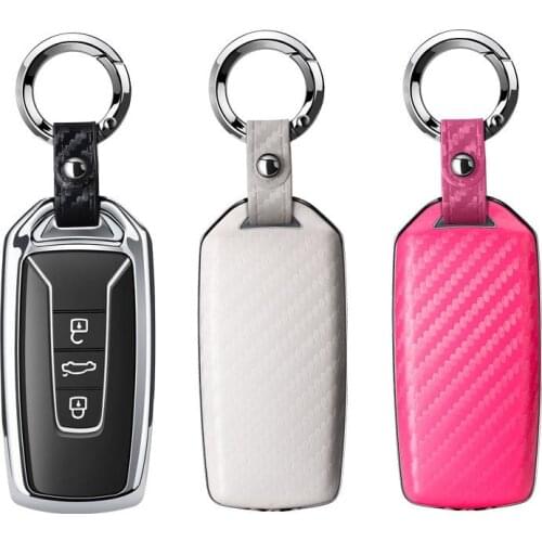 Genuine Leather Galvanized Alloy Case Key Cover for volkswagen vw touareg 2018 2019 2020 Car Key bag