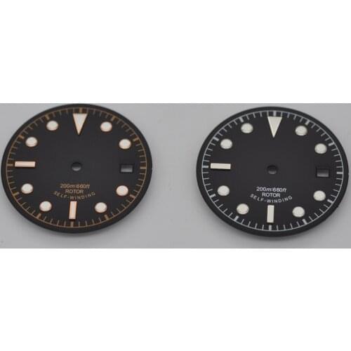 Watch Parts, 30.4mm Black Sterile Watch Dial Rose Gold/white Marks for Unitas ETA 2824 2836 miyota 8215 Automatic Movement