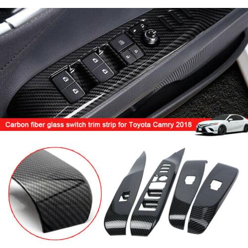 For Toyota Camry 2018-2021 Carbon Fiber ABS Window Lift Switch Button Panel Trim Car modification Auto parts