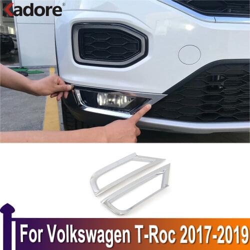 For Volkswagen T-ROC TROC 2017 2018 2019 ABS Chrome Front Foglight Fog Light Cover Trim Car Protect Accessories 2pcs/set