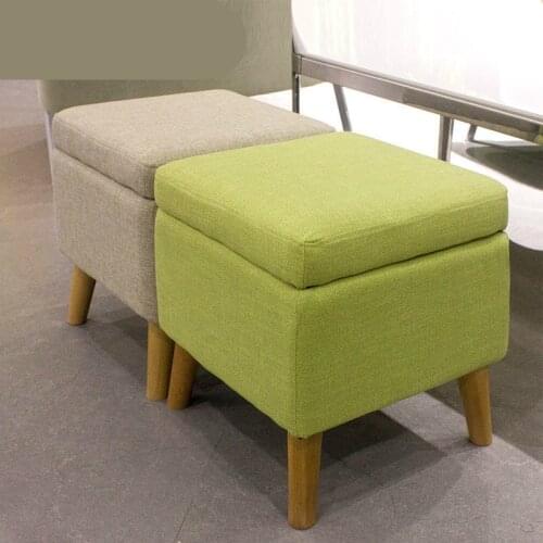 Household Solid Wood Change Shoe Bench Cloth Seat Multifunction Sofa Stool Washable Wooden Storage Stool Stable Dressing Stool