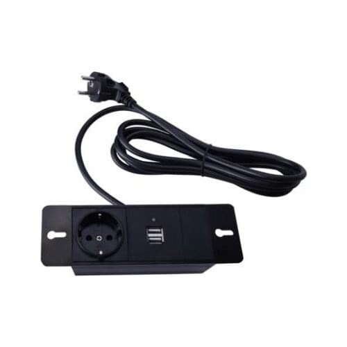 EU convenient flexible design sofa coffee table socket with charge USB and TUF decorative bezels circular EU plug cable