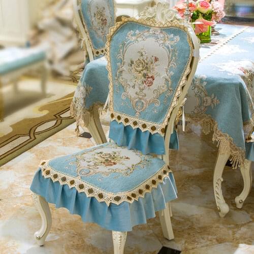 European Jacquard Chair Cover Retro Classical Backrest Seat Cushion Cover Set Home Decor Luxury Chair Covers Thick Stool Cover