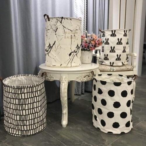 Fabric Cotton Linen Storage Bucket Desktop Laundry Dirty Clothes Basket Foldable Beam Mouth Debris Toy Storage Box