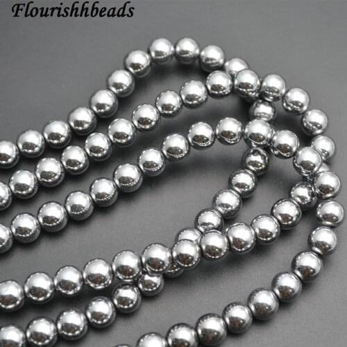 2mm~12mm Silver Color Plating Natural Hematite Round Loose Beads DIY Jewelry Making Accessories 5 strands per lot