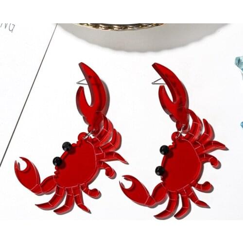Summer Personality Beach Animal Crab Dangle Earrings Funny Cute Design Acrylic Crab Earring For Woman Creative Jewelry