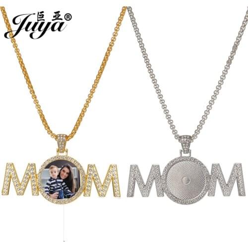 MOM Necklace Pendant Base 25mm Blank Tray Matched 60cm Stainless Steel Real Gold Plated Chain For DIY Jewelry Making Accessories