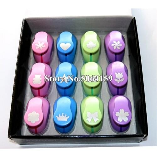 12pcs set craft punch set paper cutter furador de eva embossing machine puncher cortador paper punches for scrapbooking hole