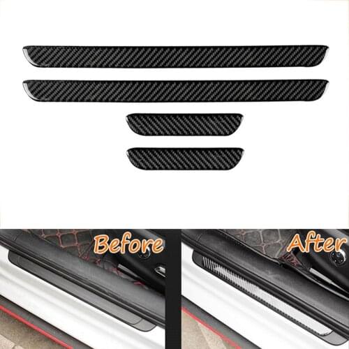 4Pcs Carbon Fiber Car Door Sill Plate Trim Cover Stickers for Audi A3 2014-2019 Car Accessories