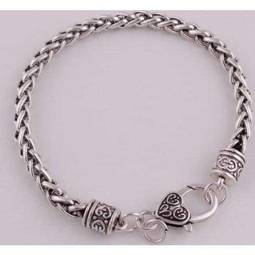 New Arrival 24CM rhodium plated zinc alloy Link Chain lobster-claw-clasps Bracelet