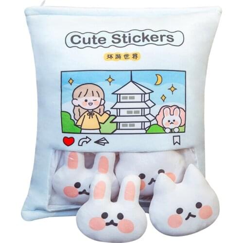 New Cute Animals Pudding Plush Toys Mini Round Balls Rabbit Bunny A Bag of Plushie 8pcs Food Snack Toys Plush Pillow Kids Gift