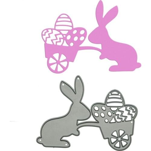 Easter Bunny Rabbit with Eggs Pattern Metal Cutting Dies Scrapbooking Invitation Card Decorating Craft Paper Cutter Mold
