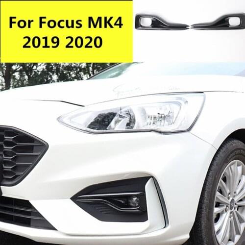 2pcs Carbon Fiber Front Foglight Fog Light Head Lamp Cover Trim Frame ST-Line For Ford Focus 4 MK4 2019 Exterior Accessories