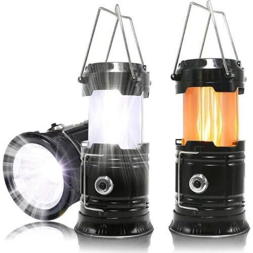 Solar Powered Portable Flame Effect Camping Lamp