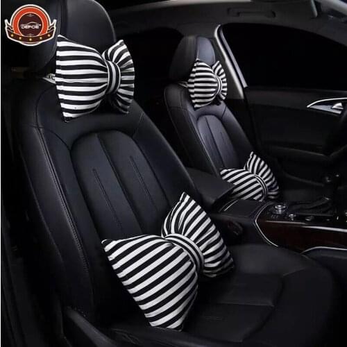 Creative Car bow knot neck Waist pillow seat backrest Headrest Car Seat Cushion Soft Cotton filler Digital Printing freeshipping