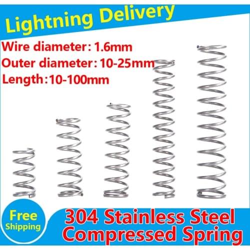 304 SUS Compressed Spring Stainless Steel Compression Spring Y-type Stainless Steel Pressure Spring Wire Diameter 0.3mm 10PCS