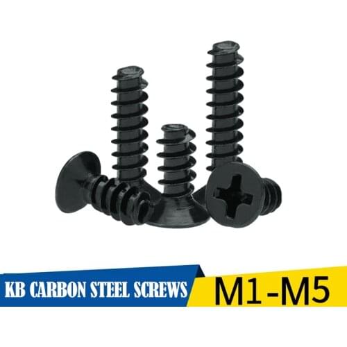 Luchang M1.2 M1.4 M1.7 M2 M2.3 M2.6 M3 Philips Cross Countersunk Flat Head Tail Self Tapping Screw Black KB Micro Screws