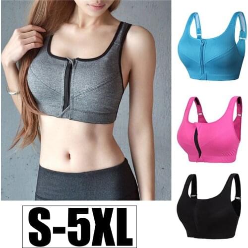 Cloud Hide Sports Bra S-XXXXXL Women Underwear Fitness Push Up Front Zipper Yoga Crop Top Bra Athletic Vest Sportswear Plus Size