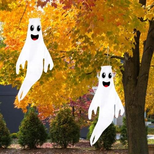 Halloween Windsock Ghost Face Windsock Flag Hanging Outdoor Decoration for Yard Garden Patio Halloween Decorations for Home