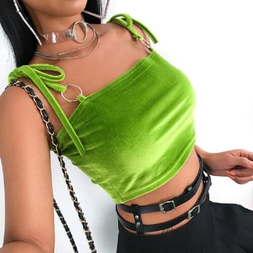 Women Sexy Camis Green Solid Top Summer Sleeveless Shirt Sexy Strappy Slim Lady Bralette Tops Strap Skinny Vest Camisole