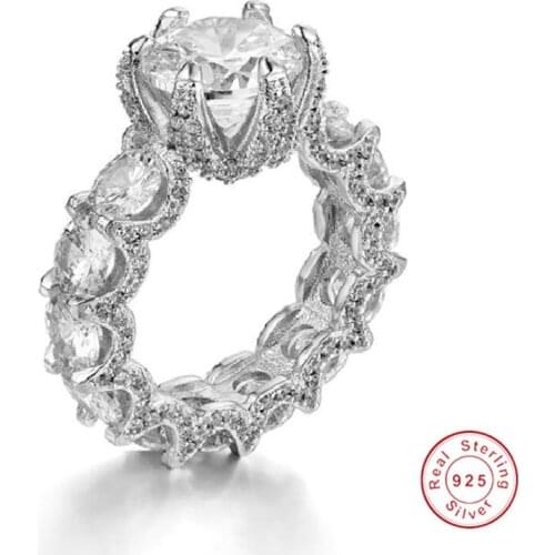 Luxury 925 Sterling Silver Dragon claws Rings for Women CZ painting full 3ct Simulated Diamond Wedding Engagement Ring Jewelry