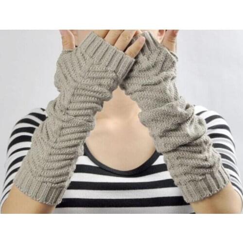 2016 winter thick long Knitted Fingerless Gloves Arm Warmers 24pairs/lot mixed colors #3895
