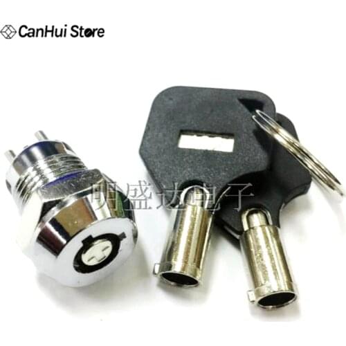 1PCS 12MM Stainless Steel Telephone Lock Electronic Lock Power Lock Key Switch S1201 Double Side Pull Out Type 0.5A250V AC 2Keys