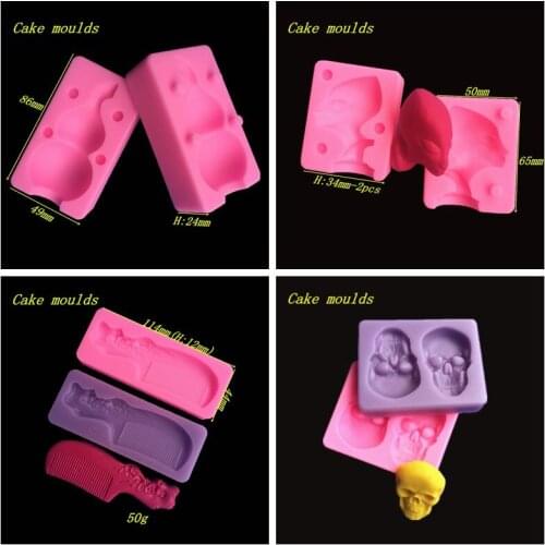 1PC Liquid Silicone Cake Decoration Mold Alien Head/Skull/Beautiful Comb/Cubic Gourd Shape DIY Chocolate Baking Tool WMJ-894